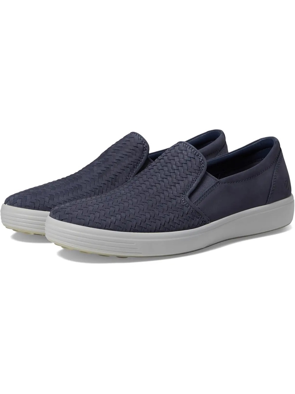 ECCO Soft 7 Woven Slip On Shoes Blue Leather Sneaker